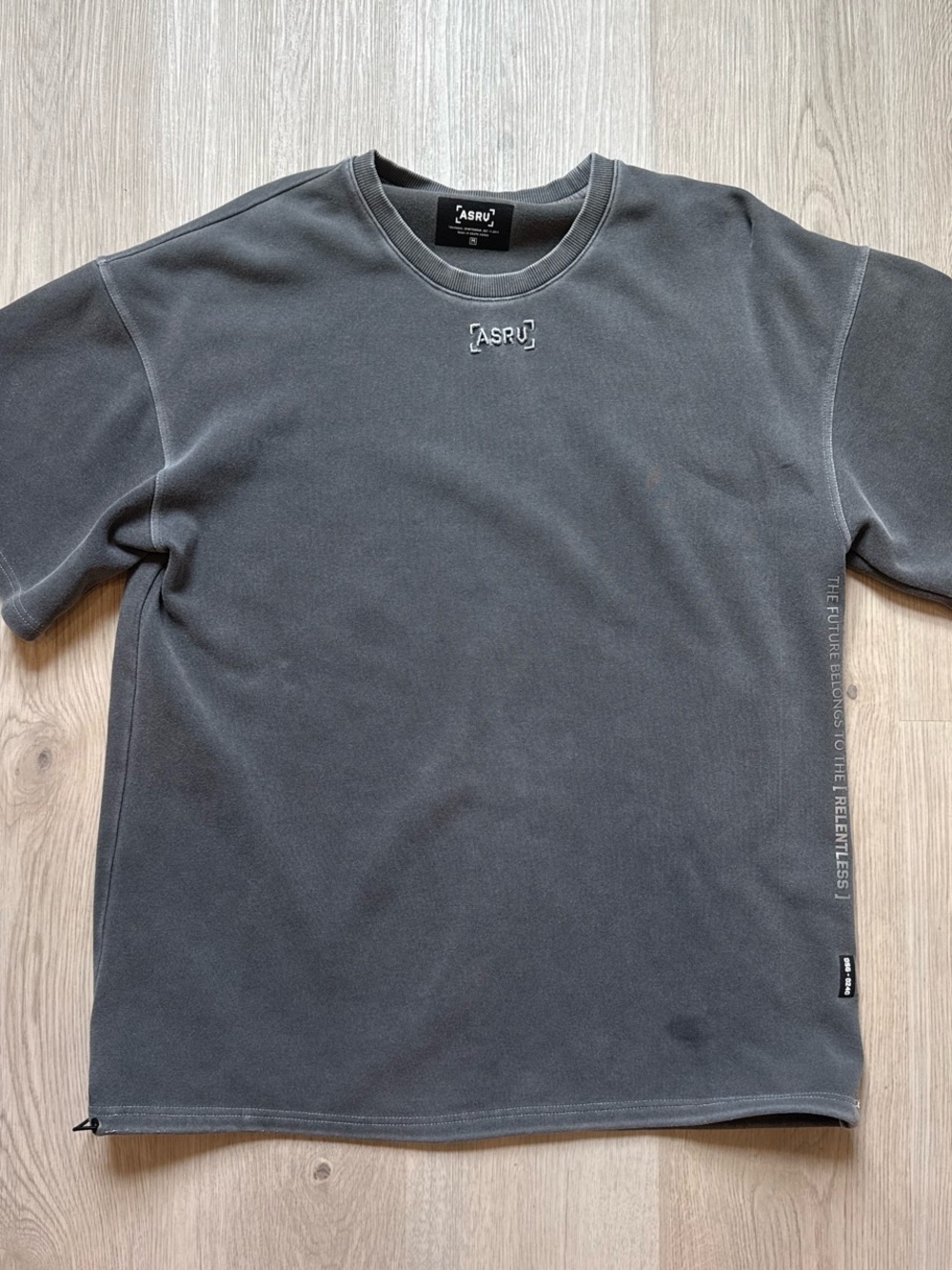 ASRU Men's Short Sleeve Crew Tee in Charcoal Gray